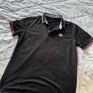 Moncler Black Polo with Red and White Accents